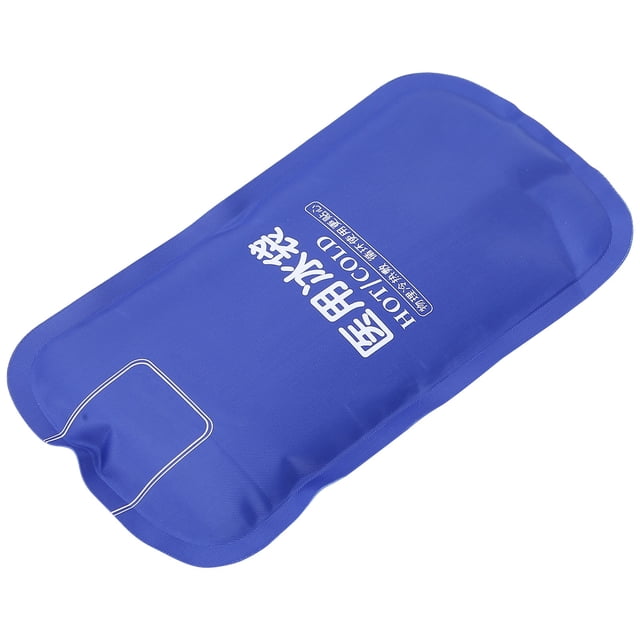 Ice Packs For Injuries Reusable Gel Cold Compress by Zaqw, featuring a blue nylon composite cloth exterior with printed text. Designed for pain relief and swelling reduction on areas like the shoulder, knee, ankle, back, neck, foot, and wrist. The pack has rounded corners for safety and measures approximately 22.5 x 12.7 cm (8.9 x 5 in) for size L and 18 x 8.2 cm (7 x 3.2 in) for size S. Reusable and environmentally friendly, it can be stored in a freezer for cold compress use.