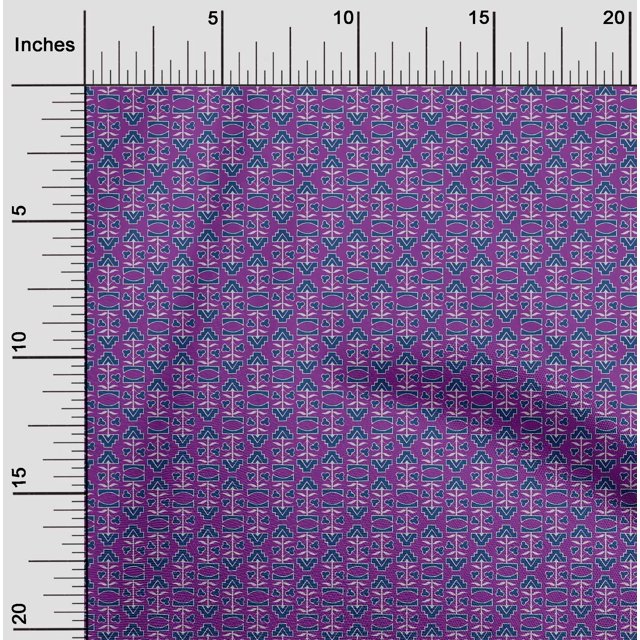 oneOone Polyester Lycra Fabric Leaves & Floral Block Print Fabric By Yard 56 Inch Wide