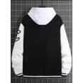 thumbnail image 3 of Faithtur Men's Spring Autumn Casual Coat Long Sleeve Letter Printed Button Up Contrast Color Baseball Jacket, 3 of 9