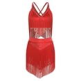 thumbnail image 1 of CHICTRY Costume de Danse Latine pour Femme Costume de Performance Tenue de Danse Salsa à Franges Tenue de Danse de Salon Rouge G, 1 of 4