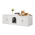 thumbnail image 1 of VEVOR Cat Litter Box Enclosure Wooden Litter Box Furniture Hidden 57.9" White, 1 of 9