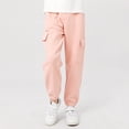 thumbnail image 2 of MIASHUI Girls Sweatpants Unisex Children Cargo Pants Kids Solid Color Trousers,Pink,6-7 Years, 2 of 4
