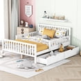 thumbnail image 1 of Noble house Full Size Wood Platform Bed with Guardrails on Both Sides,White, 1 of 10