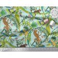 thumbnail image 3 of Soimoi Moss Georgette Fabric Branches,Parrot & Leopard Jungle Print Fabric by The Yard 42 Inch Wide, 3 of 3