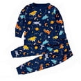 thumbnail image 1 of Hiiyo Ensemble de Pyjama pour Tout-Petit Garçon, Dessin Animé, Haut à Manches Longues et Pantalon, Tenue de Nuit 2 Pcs, 1 of 2