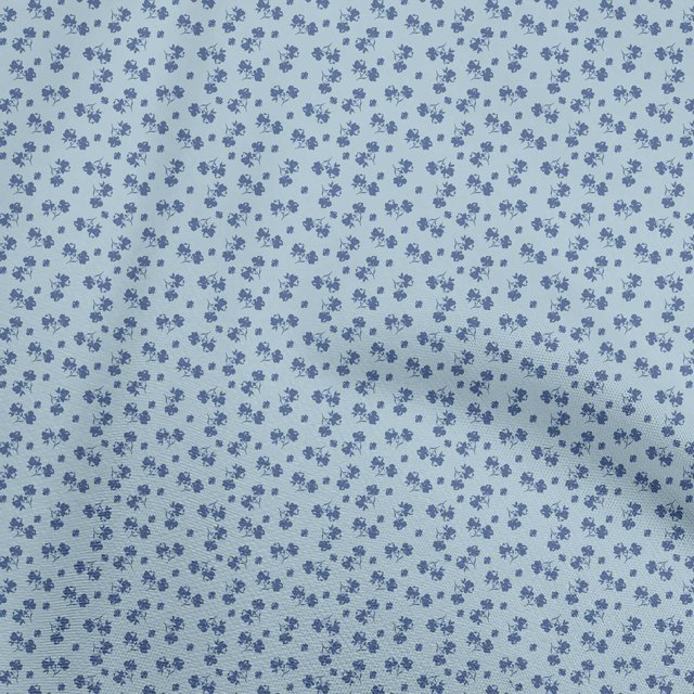 oneOone Cotton Flex Light Blue Fabric Floral Craft Projects Decor Fabric Printed By The Yard 40 Inch Wide