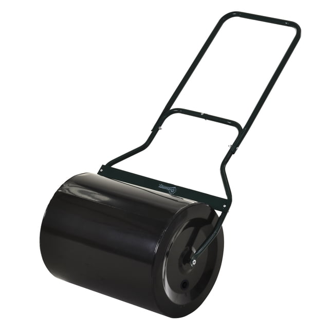 Outsunny Rouleau de Pelouse 60 L, Tambour à Pousser Manuel avec Cylindre en Acier Noir et Poignée en U Verte. Idéal pour l'Entretien de la Pelouse et l'Équipement de Jardin, Aplatit les Pelouses après le Semis des Graines. Comprend un Tambour Remplissable d'Une Capacité de 60 L, des Bords Arrondis pour un Roulement Fluide et une construction en Acier Résistante à la Rouille. Facile à Assembler et à Ranger.