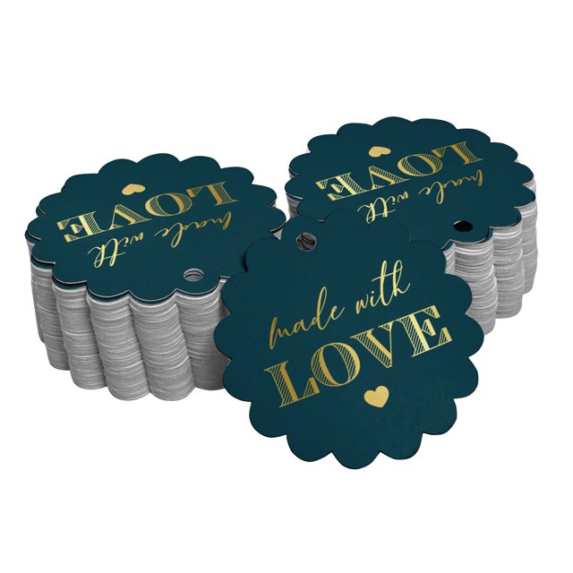 Inkdotpot Real Gold Foil Made With Love Text Tags Favor Hang Paper Tags 100 Piece