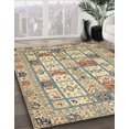 thumbnail image 2 of Ahgly Company Tapis d'Intérieur Carrés Abstraits Kaki et Or, Tapis de Zone Abstraits, 6 Pieds Carré, 2 of 6