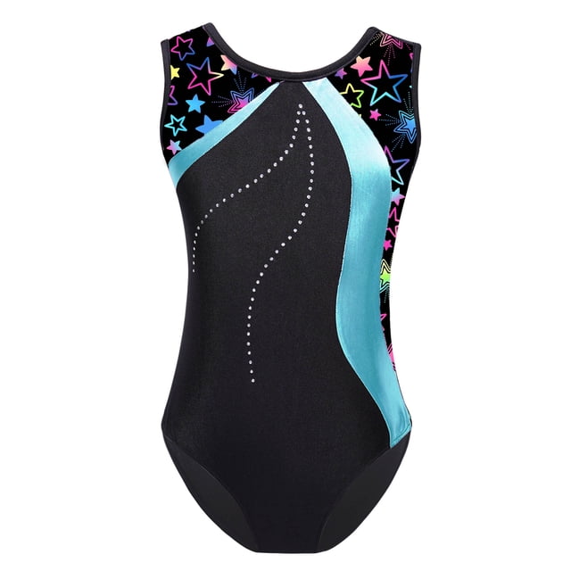LiiYii Shiny Gymnastic Leotards For Girls Modern Ballet Dance Performance One Piece Outfit Cyan 10