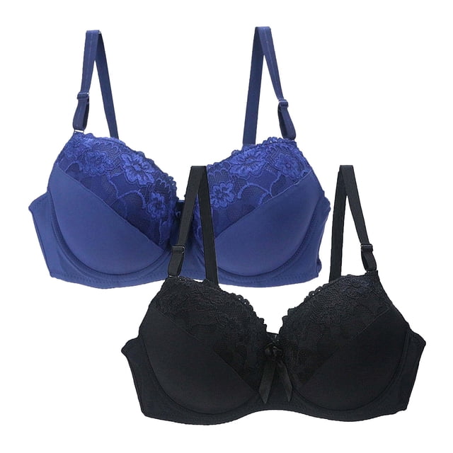 Breezora Delicate Lace Full Coverage Underwire Bra for Women Extended Sizes Supportive Comfort Fit 80B Size Pink