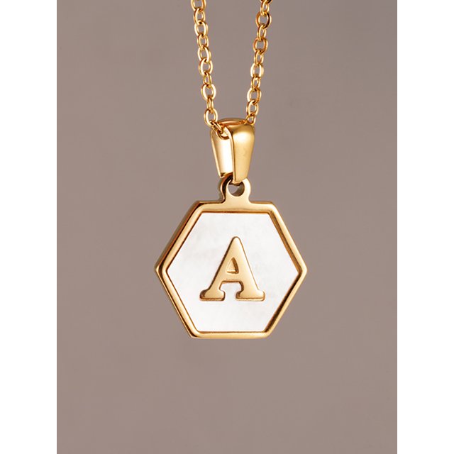 Colliers, Collier Lettre Coquille Mignonne pour Filles, Pendentifs Pièce pour Filles en Acier Inoxydable Colliers Initiale pour Femmes Bijoux Rond
