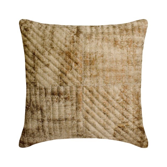 The HomeCentric Pillow Covers, Copper Pack of 2, 16"x16" (40x40 cm) Throw Pillows, Linen Patchwork, Foil & Quilted Throw Pillows For Couch, Striped Pattern Modern Style Easter - Copper Lane