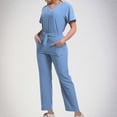 thumbnail image 2 of Grrvtrz Womens Scrubs Set Casual Workwear Drawstring Threaded Pant Legs 2PC, V Neck Stretch Scrub Top & Straight Leg Pants, 2 of 6