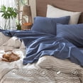 thumbnail image 4 of Bedding Sheet Set Washed Cotton Linen Like Textu Breathable Durable Soft Comfy (Dark Orange Queen), 4 of 7