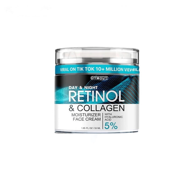 Crème Hydratante pour le Visage au Rétinol et au Collagène - Soin de la Peau Anti-âge Jour et Nuit avec Acide Hyaluronique 5 % 1,85 Fl Oz