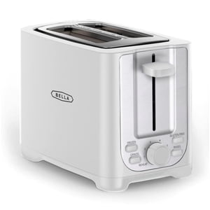 BELLA 2 Slice Toaster with Auto Shut Off - Extra Wide Slots & Removable Crumb Tray and Cancel, Defrost & Reheat Function - Toast Bread, Bagel & Waffle, White