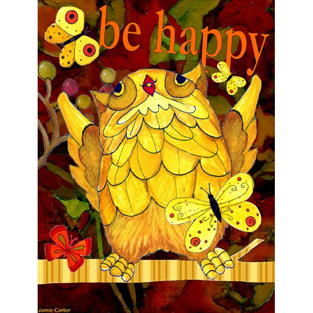 Carolines Treasures PJC1034GF Happy Happy Day Owl Flag Garden Size
