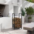 thumbnail image 2 of Outsunny Firewood Rack Outdoor Log Holder, Black, 15.4" x 13.8" x 29.9", 2 of 10