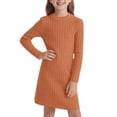 thumbnail image 1 of HXWCHs Robe Trapèze Filles Coupe Ajustée Robe Moulante Hiver Chaude Extensible Col Roulé Manches Longues Tenue Décontractée pour Tout-Petits et Enfants avec Doux Orange 9-10 Ans, 1 of 5