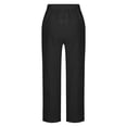 thumbnail image 4 of Yuyuzo Womens Cotton Linen Pants Drawstring High Waisted Lounge Pants Straight Leg Cropped Trousers, 4 of 5
