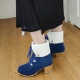 thumbnail image 2 of jsaierl Snow Booties Women's Solid Color Lace Up Ankle Boots Low Heel Comfy Fleece Suede Booties, 2 of 3