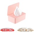 thumbnail image 1 of Wipes Dispenser with 2Pcs Portable Refillable Wipe Holder,Reusable Large Wipe Holder Box Flushable Wipes Case Bathroom Wipes Container for Pet Nursery Kitchen Office Counter(Pink), 1 of 7