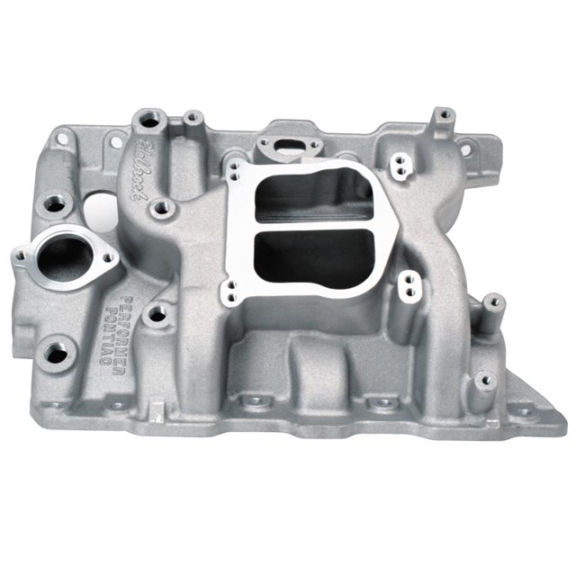 Edelbrock Intake Manifold 2156 Performer; Idle-5500 RPM Range; Dual-Plane; 4-Barrel Carburetor; Aluminum; Natural; Non-EGR