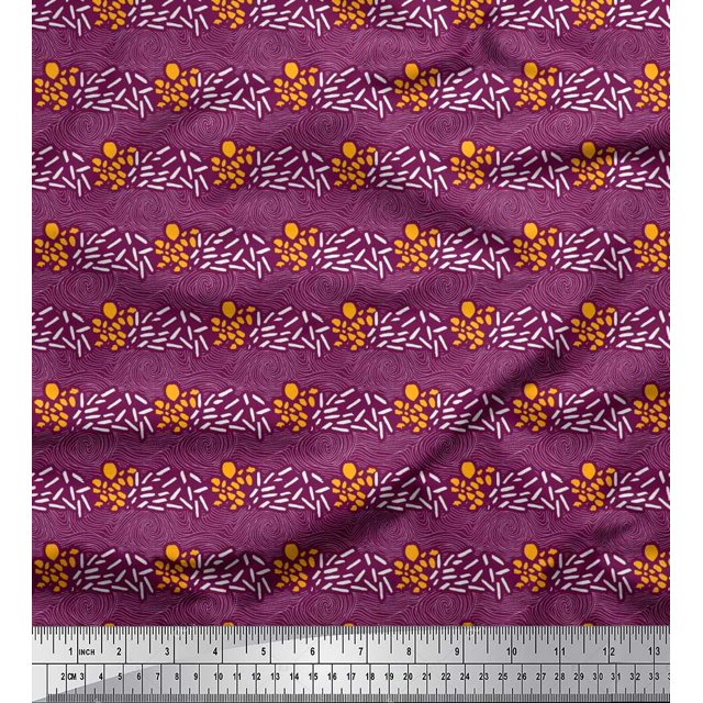 Soimoi Poly Georgette Fabric Brush Stroke & Spiral Abstract Print Fabric by Yard 52 Inch Wide