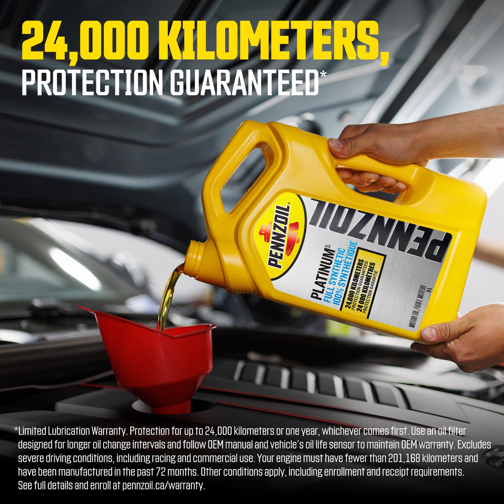 Huile moteur Pennzoil Platinum 100 % synthétique 0W-20, 5 litres (caisse de 3)