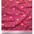 thumbnail image 1 of Soimoi Pink polyester Crepe Fabric Honey Bee & Bettle Bee Insects Fabric Prints by Yard 42 Inch Wide, 1 of 1