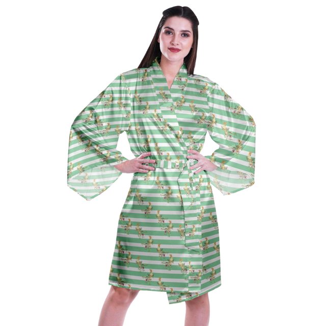 Moomaya Printed Womens Kimono Sleeve Robes Satin Silk Getting Ready Bridal Robe Coverup