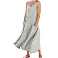 thumbnail image 2 of Ovzne Robes pour Femmes 2025 Robe Femme Mode d'Été pour Femmes Décontractée Couleur Unie Sans Manches Col Rond Robe avec Poches Jupe Robe de Printemps Liquidation, 2 of 6
