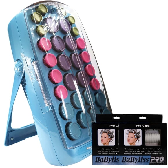 BabylissPRO Nano Titanium 30 Piece Roller Hairsetter BABNTHS40 + BaBylissPRO Clips for Rollers BABPC10