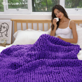 thumbnail image 3 of Comtest Couverture Jetée en Tricot Épais en Chenille, Violet Foncé, 60"x80 Pouces (Format Double), 3 of 6