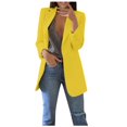 thumbnail image 2 of Meichang Womens Casual Blazers Jackets Solid Color Long Sleeve Open Front Work Office Blazers Slim Fit Lapel Jackets with Pockets Cardigans Plus Size Yellow XL, 2 of 5