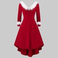 thumbnail image 2 of Kcodviy Robe de Noël pour Femme à Faux Panneaux pour l'Été à Manches Longues à Col en V Robe pour Femme Asymétrique Décontractée de Fête Automne Robe Décontractée pour Femme Robes d'Hiver, 2 of 7