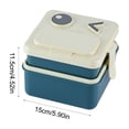 thumbnail image 3 of Linnome Plastic Double Lunch Box Office Lunch Box Microwave Oven Heating Portable Lunch Box for Work White, 3 of 6