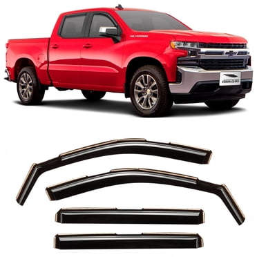 Voron Glass In-Channel Extra Durable Rain Guards For Trucks Chevrolet (Chevy) Silveradogmc Sierra 1500 2019-2022 Crew Cab, Window Deflectors, Vent Window Visors, 4 Pieces - 220089
