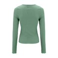thumbnail image 5 of Long Sleeve Tee Shirts 2023 Long Sleeve Shirts for Women V Neck Henley Tops Slim Fit Basic Ribbed Knit Button down T Shirts Tops - Hontri, 5 of 5