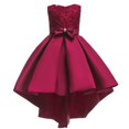 thumbnail image 1 of Robes Tutu Haute Basse pour Filles, Robe de Princesse pour Enfants, Robe de Demoiselle d'Honneur, Robe de Fête de Mariage, Robe de Communion pour Petites et Grandes Filles, Robe de Soirée Formelle, Robe de Bal, Rouge Vin 11-12 Ans, 1 of 4