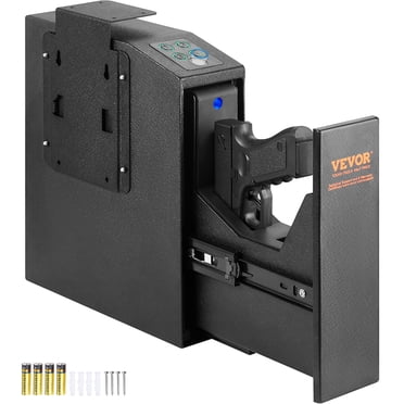 VEVOR Mounted Gun Safe for Pistols, Biometric Gun Safe with Three Quick Access Ways of Fingerprints, Passwords and Keys, Handgun Safe for 1 Pistol for Home, Bedside, Nightstand, Wall