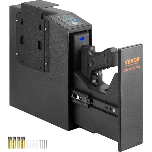 VEVOR Coffre-Fort pour Pistolet Monté, Coffre-Fort Biométrique pour Pistolet avec Trois Façons d'Accès Rapide pour Empreintes Digitales, Mots de Passe et Clés, Coffre-Fort pour Pistolet pour 1 Pistolet pour la Maison, Table de Chevet, Table de Nuit, Mur