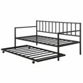 thumbnail image 2 of Gymax Lit-Banquette Gigogne Double avec 4 Roulettes Matelas Lit Plateforme Sofa, 2 of 10