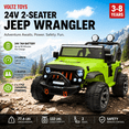 thumbnail image 2 of VOLTZ TOYS Jeep Wrangler Style 24V 2-Seater Kids Ride-On Car Truck, Classic Motorized Off-Road Toy Vehicle with Parent Remote Control, All-Terrain Wheels, Green, 2 of 9