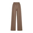 thumbnail image 4 of Pisexur Womens Sweatpants 2024 Ribbed Workout Jogging Pants Casual Baggy Elastic Waist Sweatpants Casual Baggy Drawstring Wide Leg Pants Solid Color Straight Leg Sweatpants with Pockets, 4 of 5