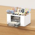 thumbnail image 4 of RXIRUCGD Desk Organizer With 2 Drawer Multi Functional Pencil For Desk Desk Organizers And Accessories With 5 Compartments Drawer For Office With Study Supplies, 4 of 6