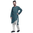 thumbnail image 4 of Atasi Kurta Long Asymétrique Indien pour Homme, Kurta Uni à Col Rond, Tenue de Fête, 4 of 5