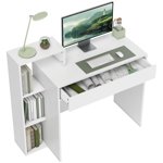 HOMCOM Desk with Storage, Computer Desk with 3 Open Shelves, White