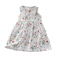 thumbnail image 1 of LUOGENLI Robe Été Filles Robe Décontractée Princesse Robes Sans Manches Imprimé Floral Enfants Coton Robe de Plage Robe pour Filles Tendance Été Longueur Genou Blanc 3-4 Ans, 1 of 3